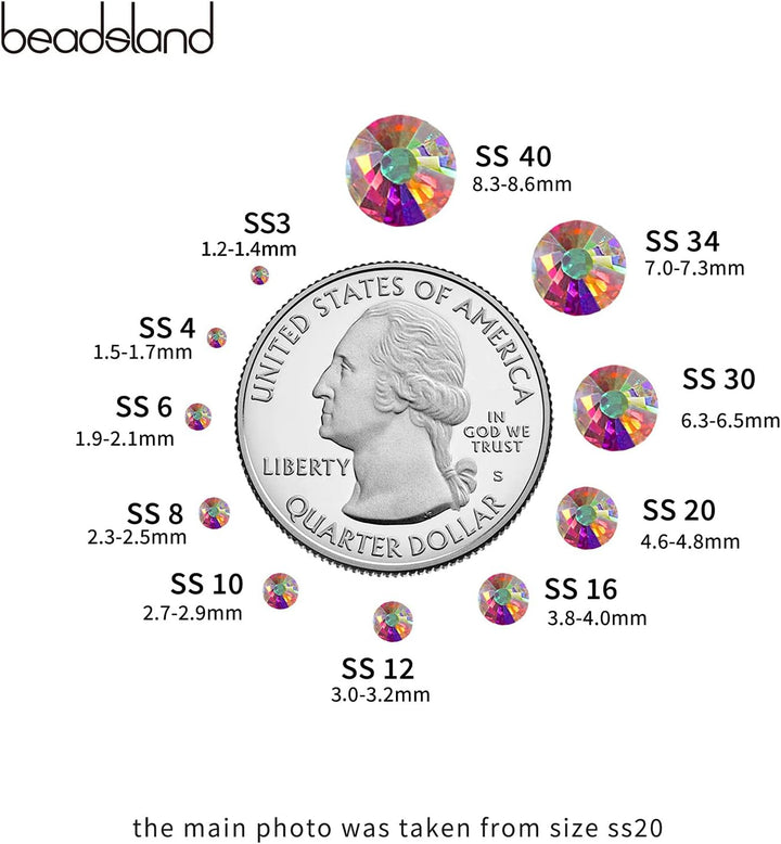 BEADSLAND Hotfix Strasssteine Bulk, 14400 Stück Kristall Hotfix Strasssteine zum Basteln Kleidung DI
