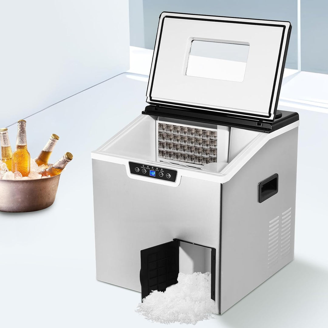 2-in-1 Eisbereiter mit Crushed Ice Funktion und automatischem Wasserzulauf | 40kg Eiswürfelmaschine