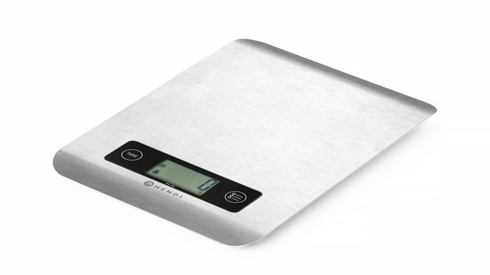 HENDI Digitale Küchenwaage, Haushaltwaage, Für max 5 kg, Präzision auf bis zu 1 gr, Mit eingebautem