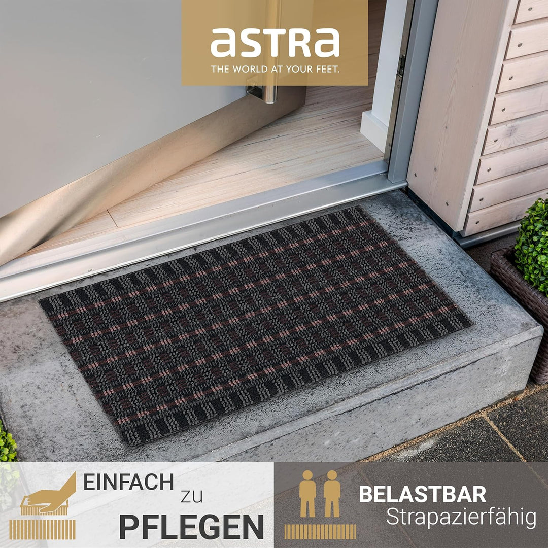 ASTRA Premium Aussenbereich-Matte - Poly Brush - strapazierfähige Fussmatte - schwarz/weinrot - 50 x
