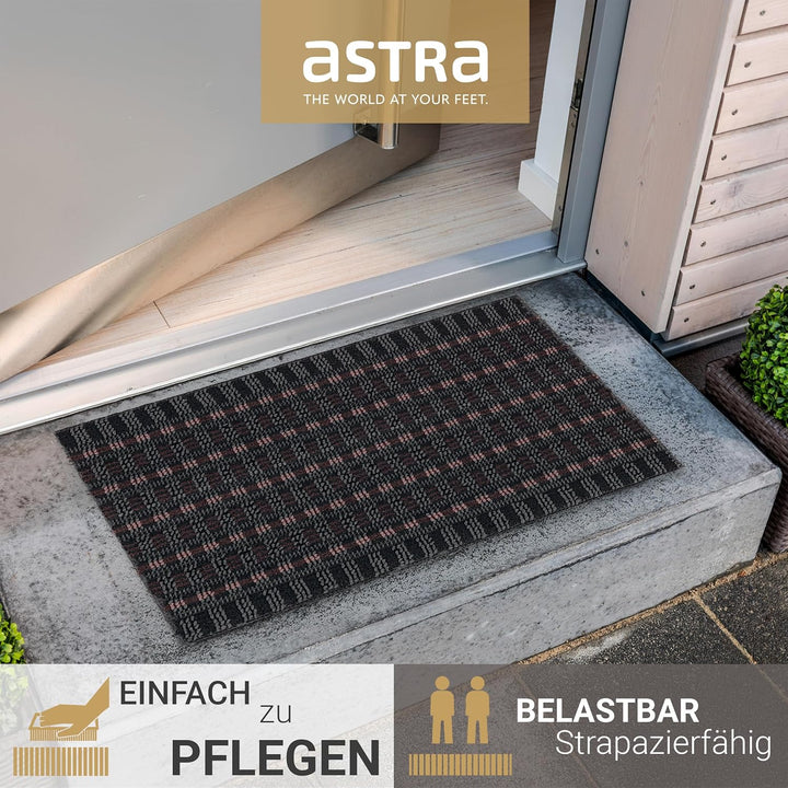 ASTRA Premium Aussenbereich-Matte - Poly Brush - strapazierfähige Fussmatte - schwarz/weinrot - 50 x