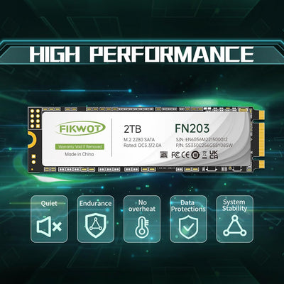 Fikwot FN203 2TB M.2 SATA SSD - SLC Cache 3D NAND TLC SATA III 6Gb/s M.2 2280 NGFF Internal Solid St