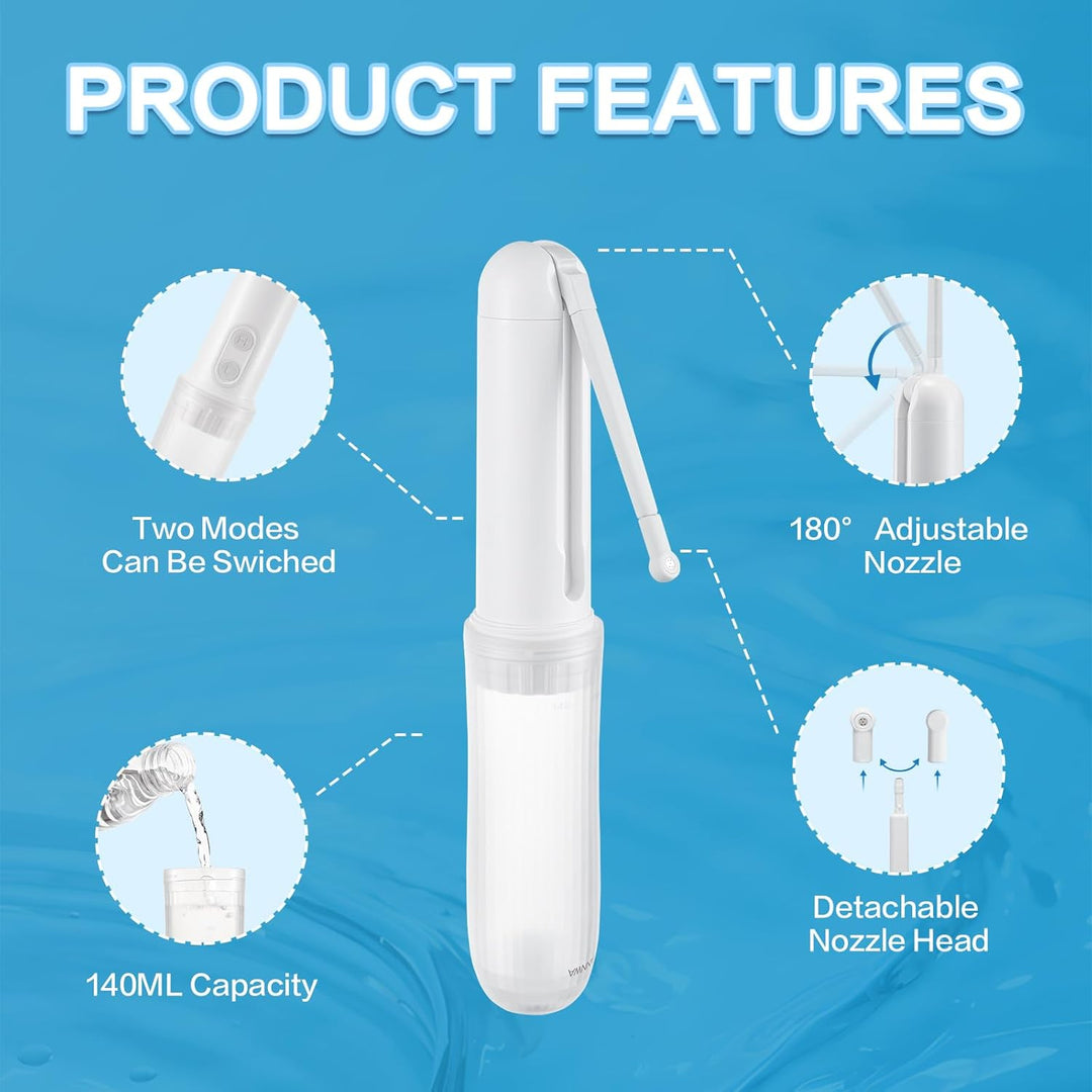 Tragbares Bidet, für Reisen, IPX6, wasserdicht, Düse verstellbar um 180 °, 2 Druckmodi, ergonomisch,