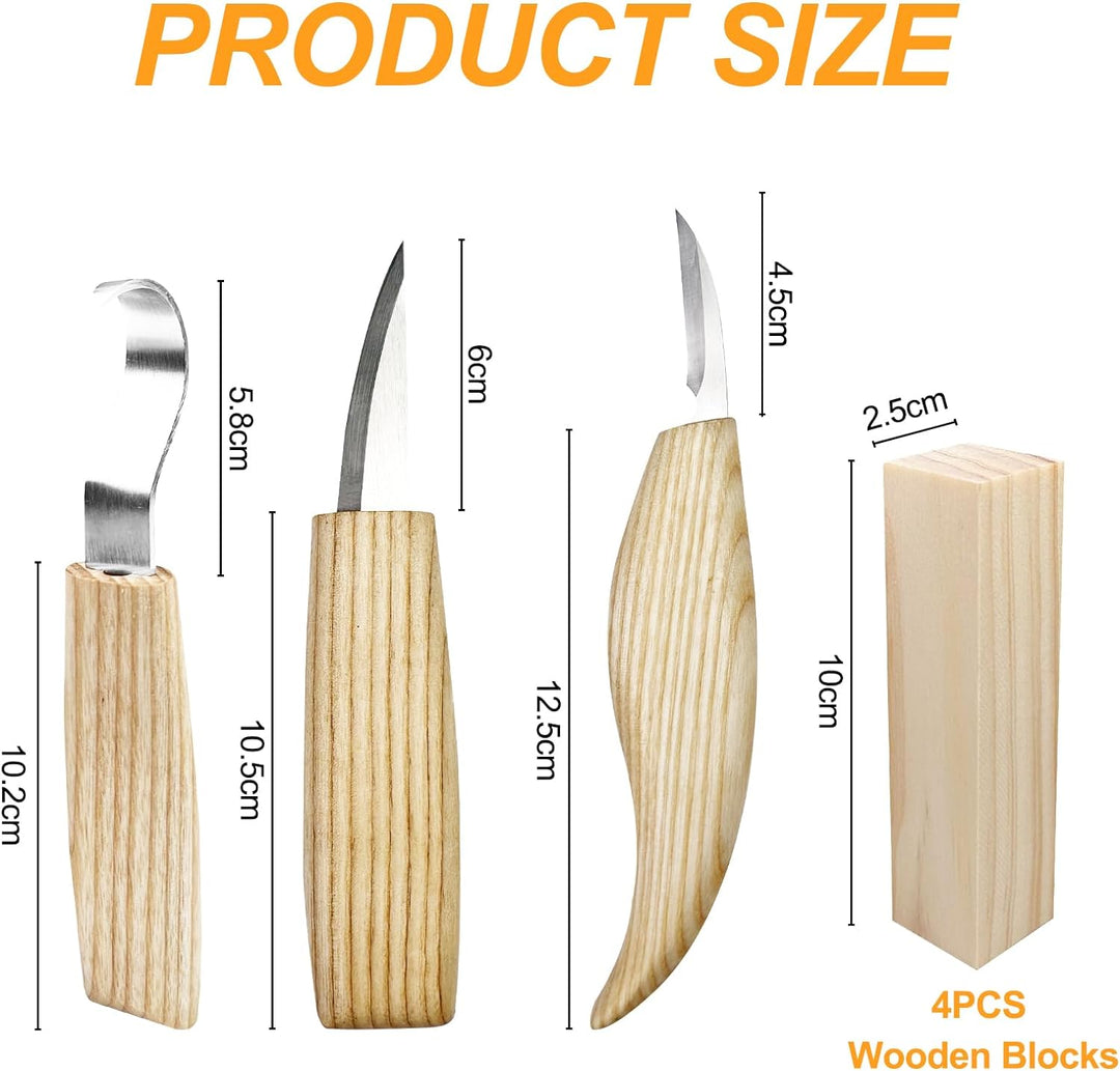 Traxenta Schnitzmesser, 25 STK Schnitzwerkzeug für Holz, Schnitzen Set Kinder, Schnitzset für Erwach