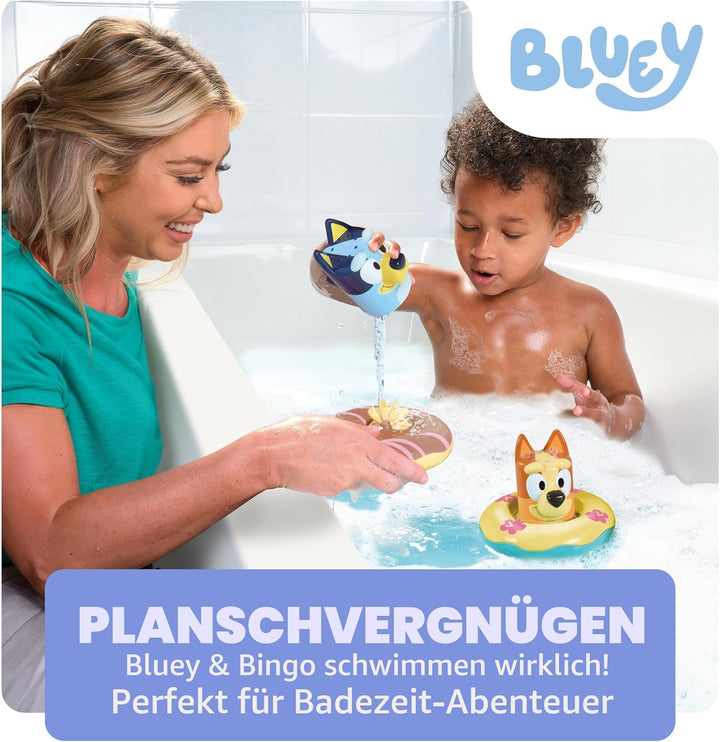 Tomy Toomies Badespielzeug Bluey und Bingo im Schwimmring, 2 Stück | Bluey und Bingo in Schwimmringe