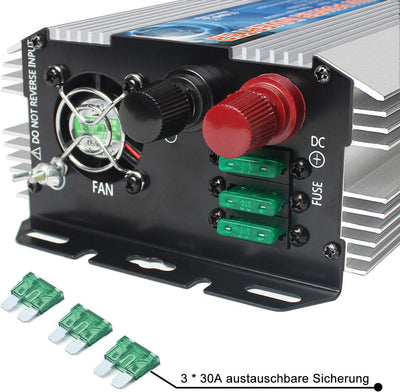 BYGD Spannungswandler 12V auf 230V 750W/1500W,Wechselrichter DC 12V auf AC 230V Inverter und 2 USB A