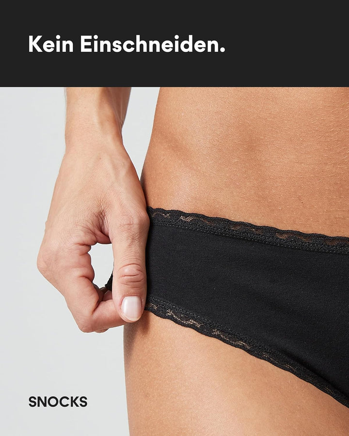 Snocks Brazilian Slip Damen mit Spitze aus Bio-Baumwolle, 3er Pack | perfekte Passform, angenehmes T