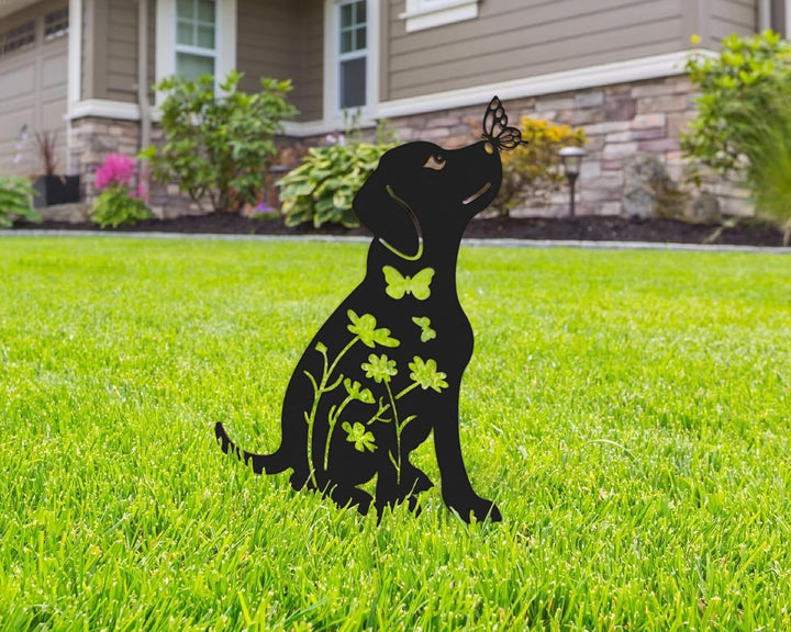 Gartenstecker (35x50 cm) - Metall Hund - Rostfiguren für den Garten - Rostige Tiere - Dekorative Tie