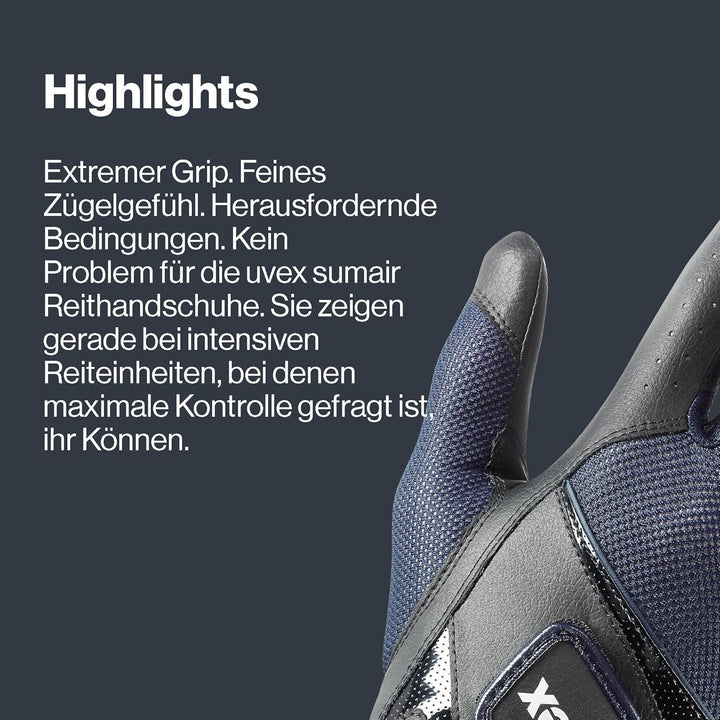 Uvex Unisex – Erwachsene Sumair Reithandschuhe 9 black-blue, 9 black-blue