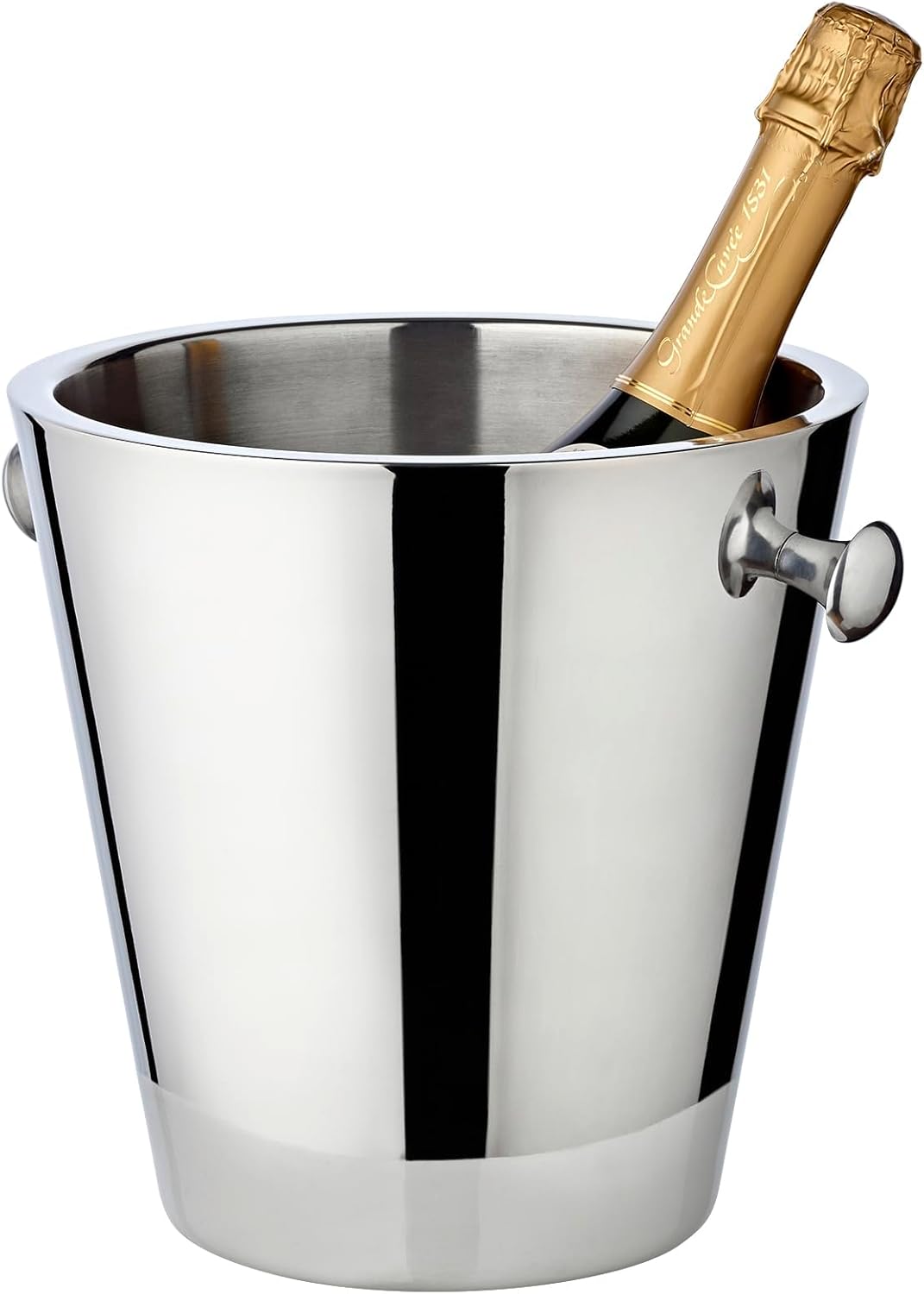 EDZARD Flaschenkühler Sevilla (Höhe 85 cm, Ø 23 cm) mit Griffen, mit Ständer, Edelstahl, hochglanzpo