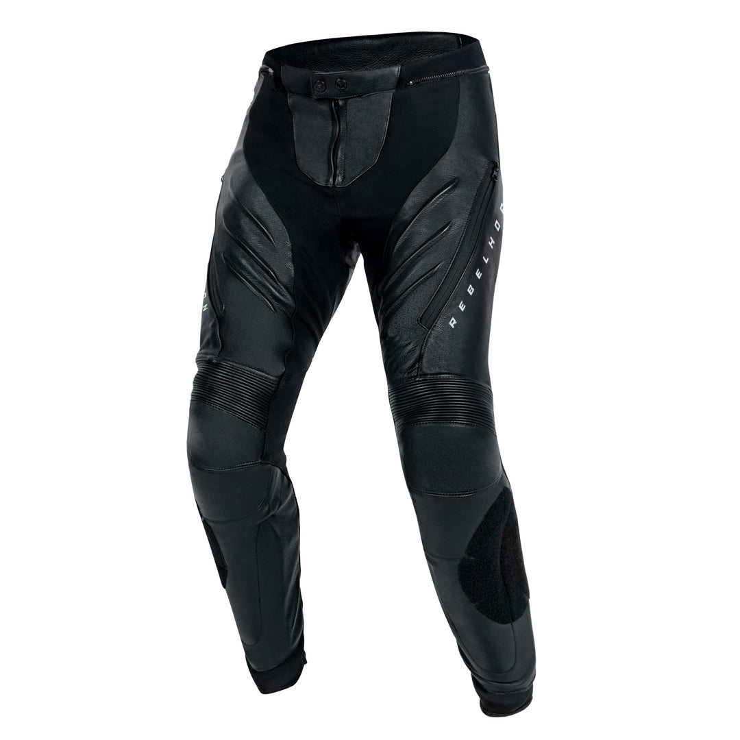 REBELHORN Veloce Motorradhose Herren | Leder | Knie und Hüftprotektoren Stufe 2 | Knieschieber | 2 B