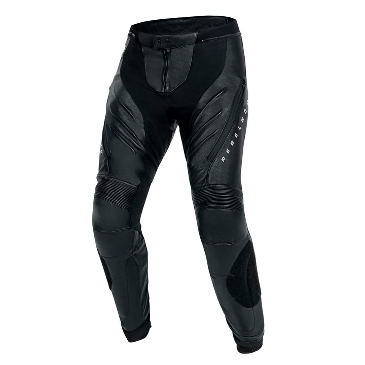 REBELHORN Veloce Motorradhose Herren | Leder | Knie und Hüftprotektoren Stufe 2 | Knieschieber | 2 B