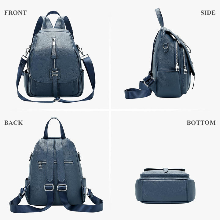 ALTOSY Echtes Leder Rucksack Geldbörse für Frauen Wandelbare Umhängetasche mit Schnalle Klappe Indig