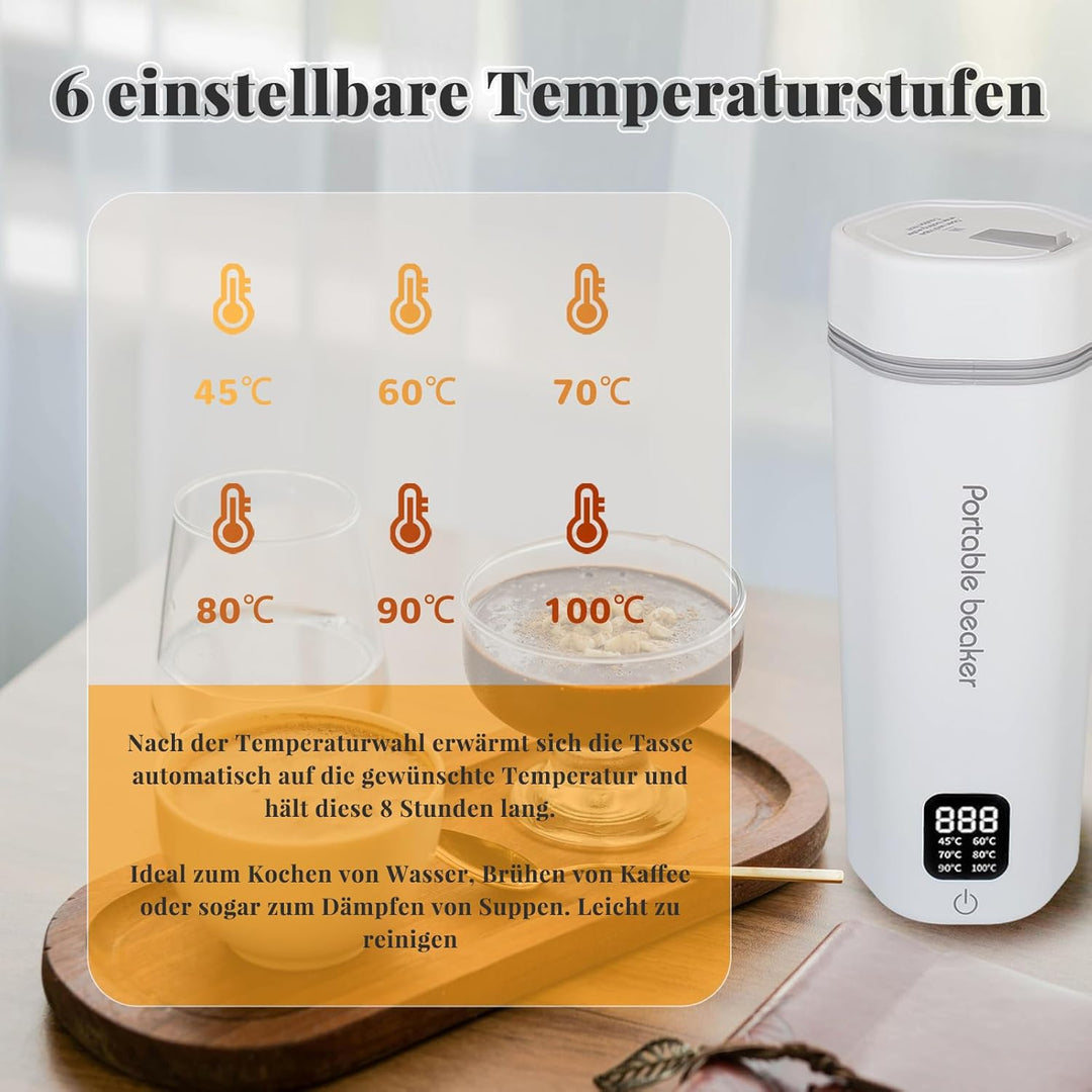 Reise Wasserkocher Klein, 100-240V Universal 350ML Tragbarer Wasserkocher Mini Wassertasse, Edelstah