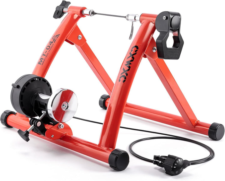 CXWXC Fahrrad Rollentrainer, Klappbar Stahl Bike Trainer mit Schnellspanner Vorderradunterlage Radtr