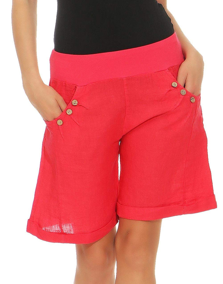 Malito Damen Bermuda aus Leinen | Shorts für den Strand | lässige Kurze Hose | Pants - Hotpants 8024