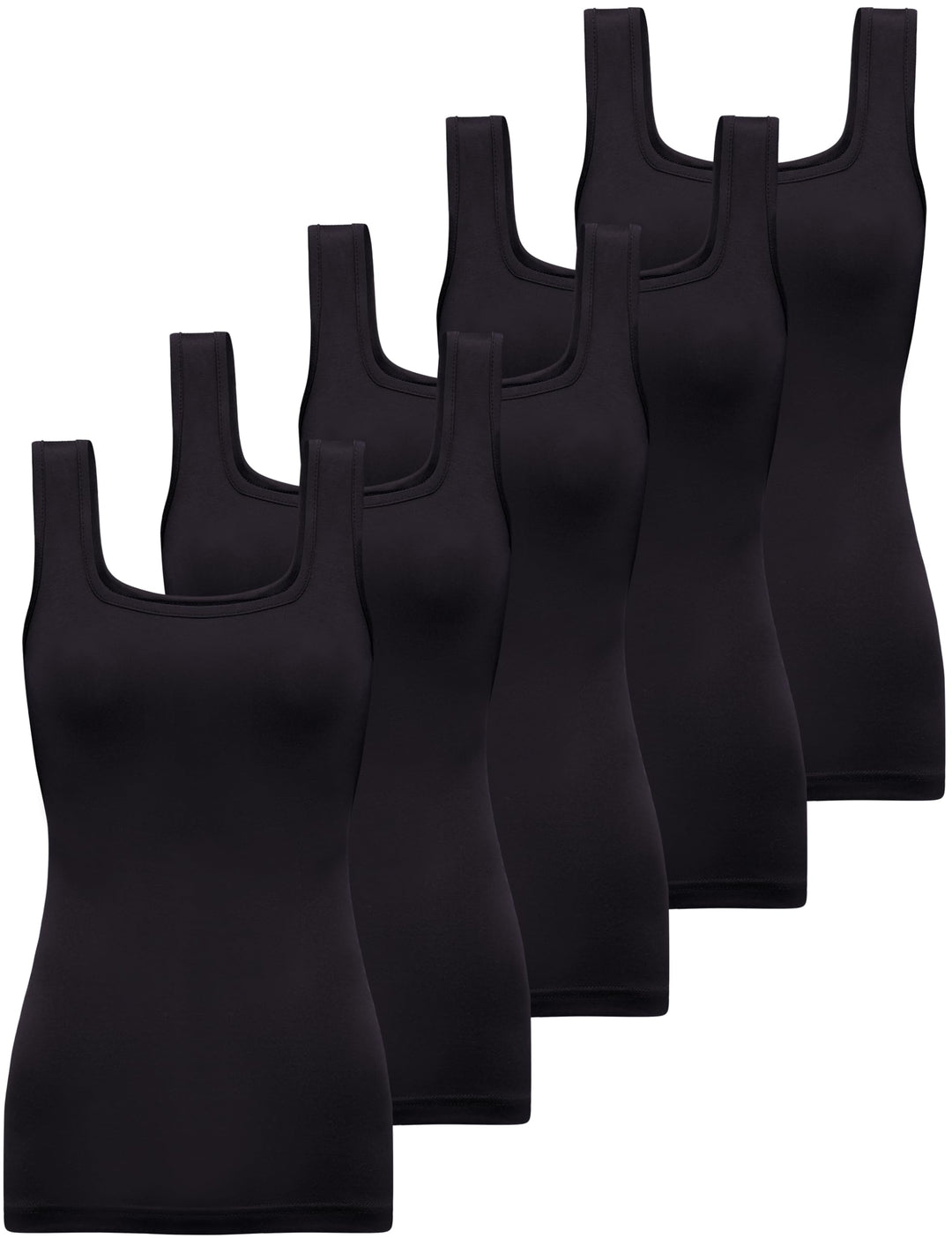 BQTQ 5 Pcs Tank Top Stretch Damen Unterhemden Basic Top Elastische Unterhemd mit Quadratischem Aussc