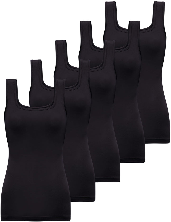 BQTQ 5 Pcs Tank Top Stretch Damen Unterhemden Basic Top Elastische Unterhemd mit Quadratischem Aussc