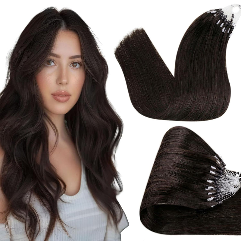 Hetto Microring Echthaar Extensions Dunkelstes Braun Echthaar Micro Ring Extensions Remy Microring E