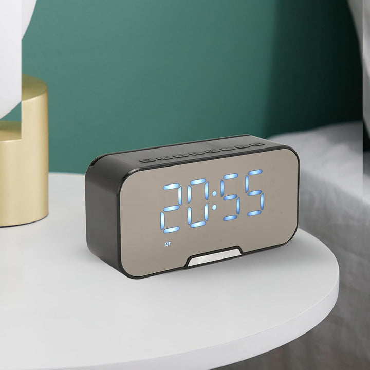 Bluetooth Lautsprecher mit Digitalem Wecker, Multifunktionaler Spiegel Wecker Lautsprecher mit UKW R