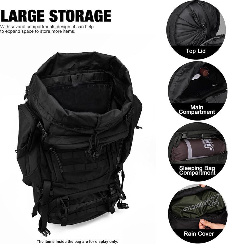 Mardingtop 50/60 Liter Erwachsene Taktischer Trekkingrucksacke Rucksack Outdoor Wanderrucksäcke Schw