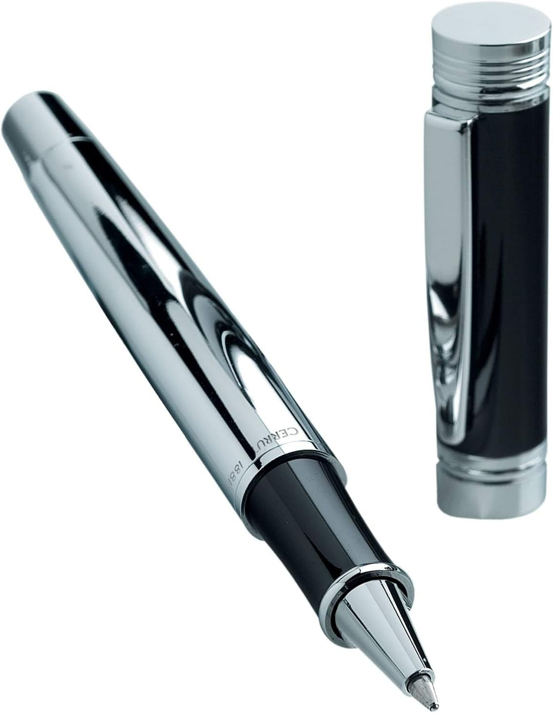 Cerruti 1881 Zoom Tintenroller aus Messing in der Farbe Silber-Schwarz, Länge: 14,3cm, NS5555N