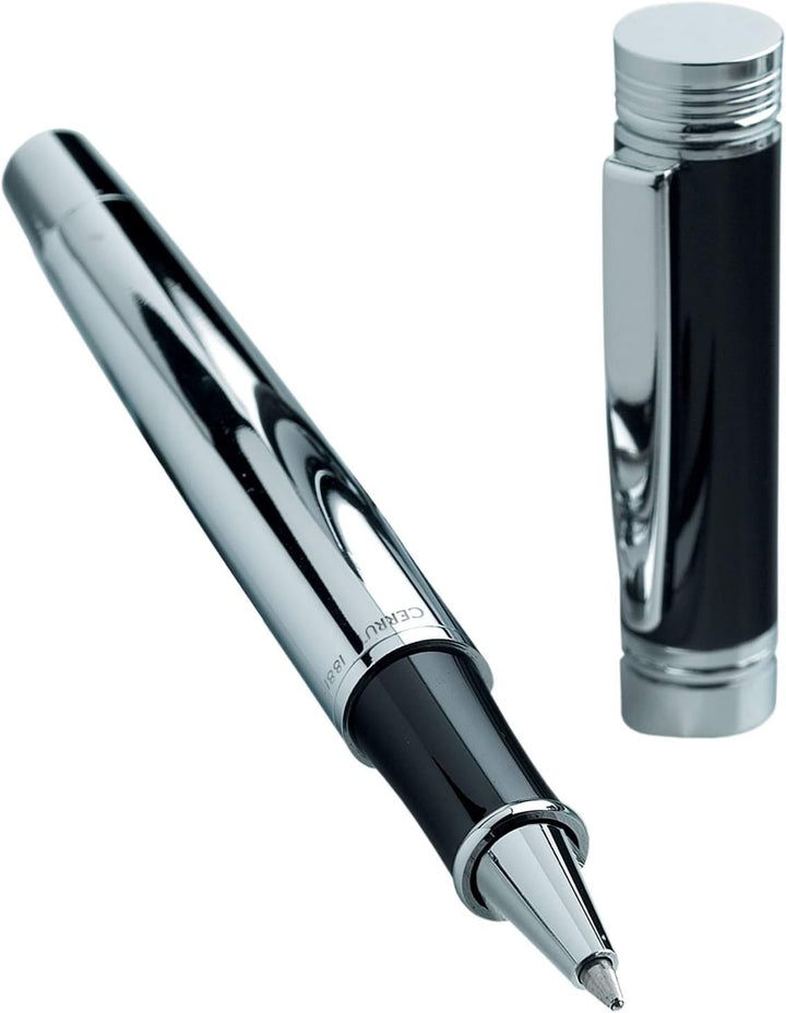 Cerruti 1881 Zoom Tintenroller aus Messing in der Farbe Silber-Schwarz, Länge: 14,3cm, NS5555N