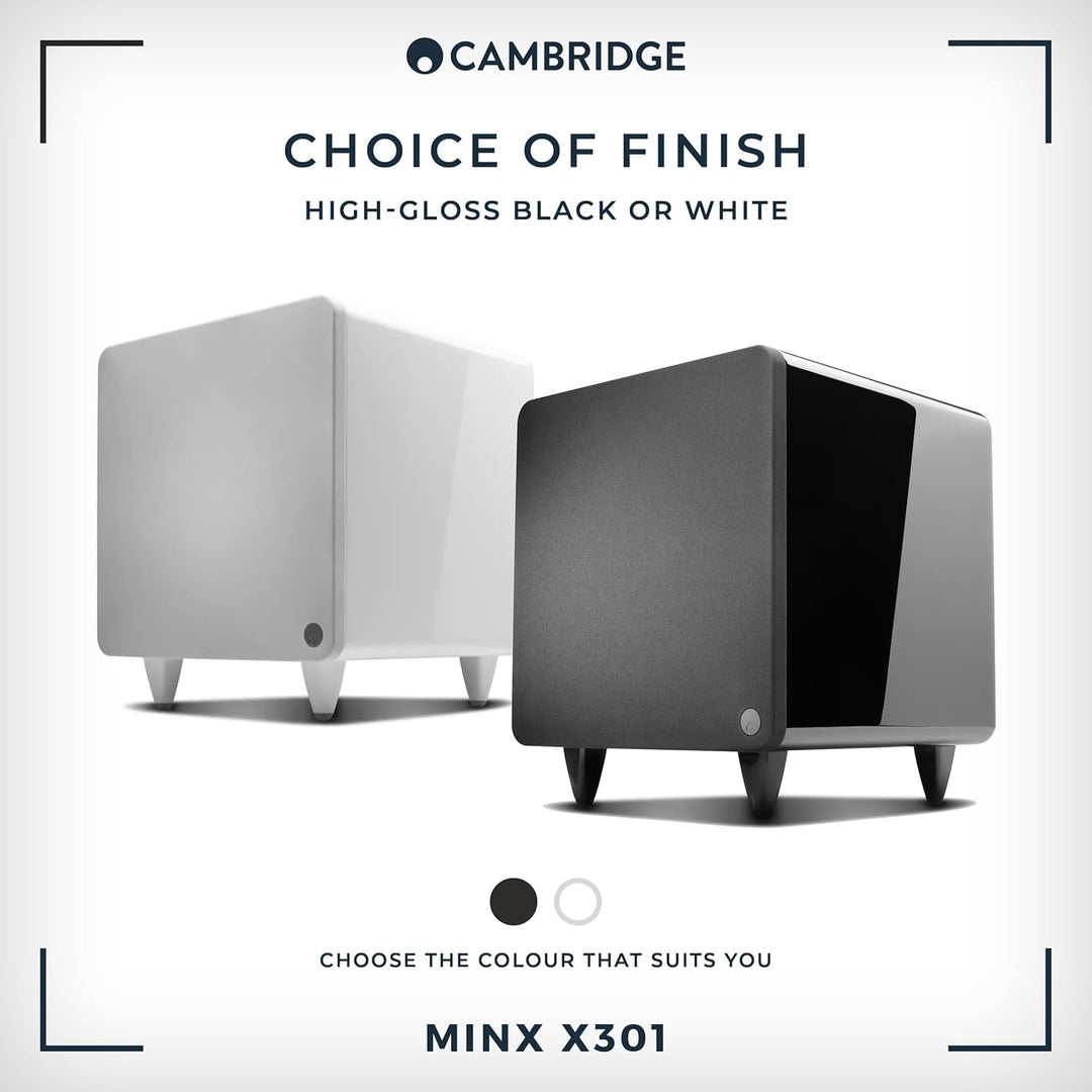 Cambridge Audio Minx X301-300 Watt Aktiv-Subwoofer mit zusätzlichem Basstreiber und voll einstellbar