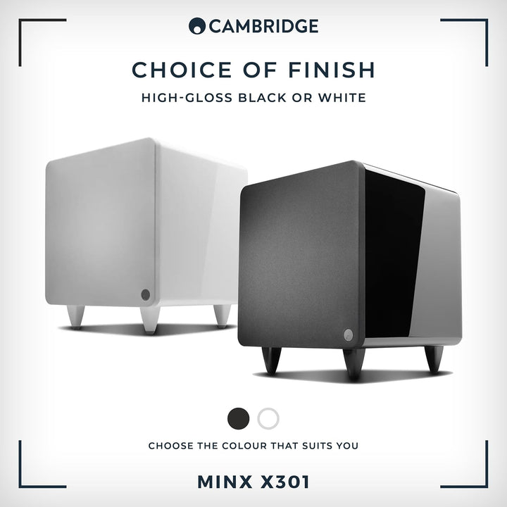 Cambridge Audio Minx X301-300 Watt Aktiv-Subwoofer mit zusätzlichem Basstreiber und voll einstellbar