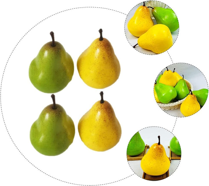 TOYANDONA 4Er Set KüNstliche Birnen Modelle - Gelbe Und GrüNe Simulation FrüChte FüR Dekoration, Fot