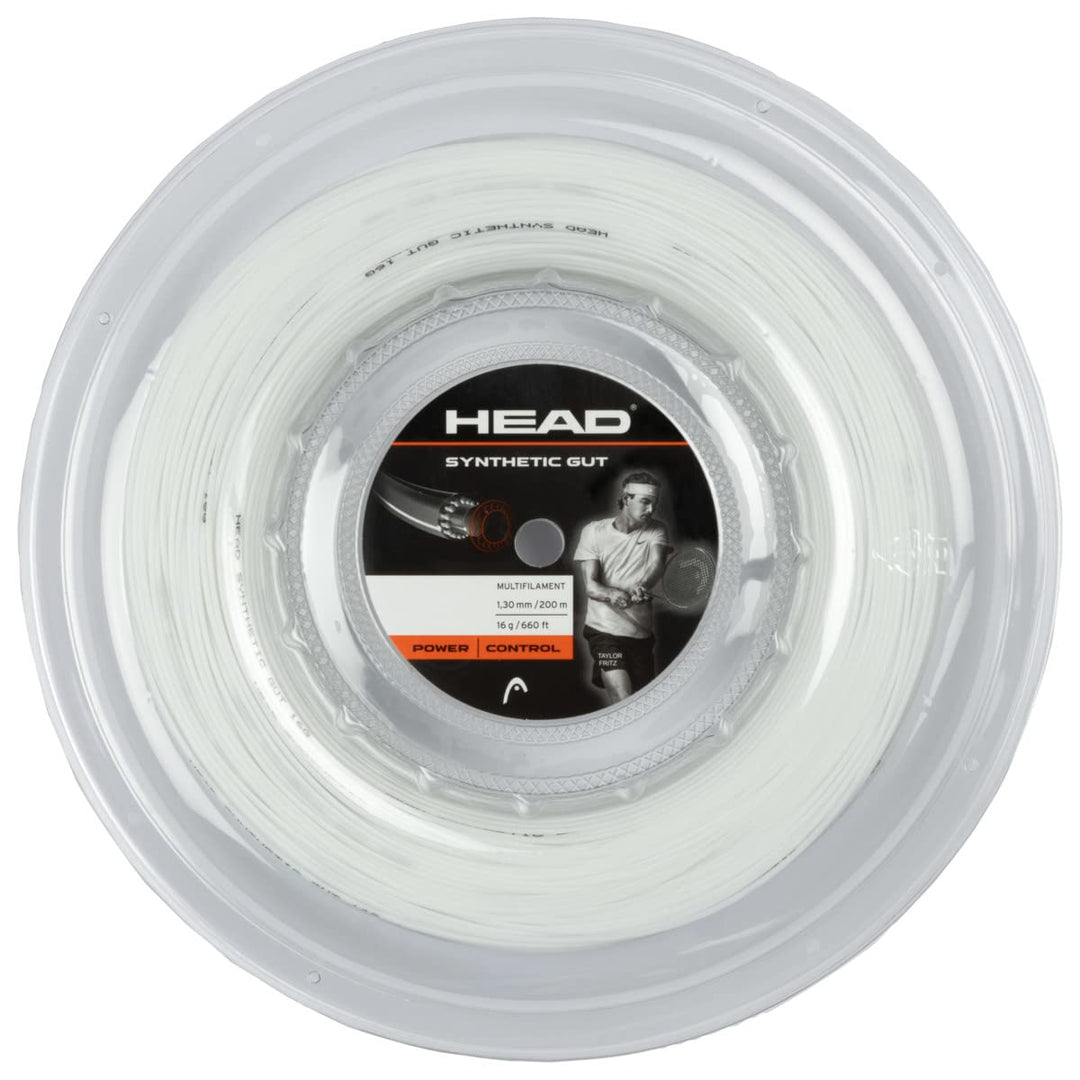 HEAD Unisex-Adult Synthetic Gut (200m Reel) Tennis-Saite 1.30 mm / 16 g Weiss, 1.30 mm / 16 g Weiss
