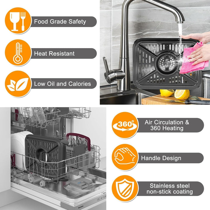 GCQ Air Fryer Grillpfanne für Ninja Foodi AF400EU 9,5 l 6-in-1 DualZone 2 Schubladen Heissluftfritte