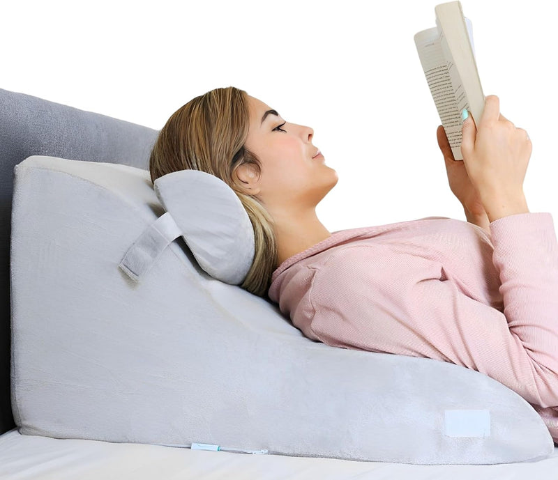 RELIVY - Lesekissen für Bett und Sofa, Ergonomisches Keilkissen, Rückenkissen, Lesekissen aus Memory