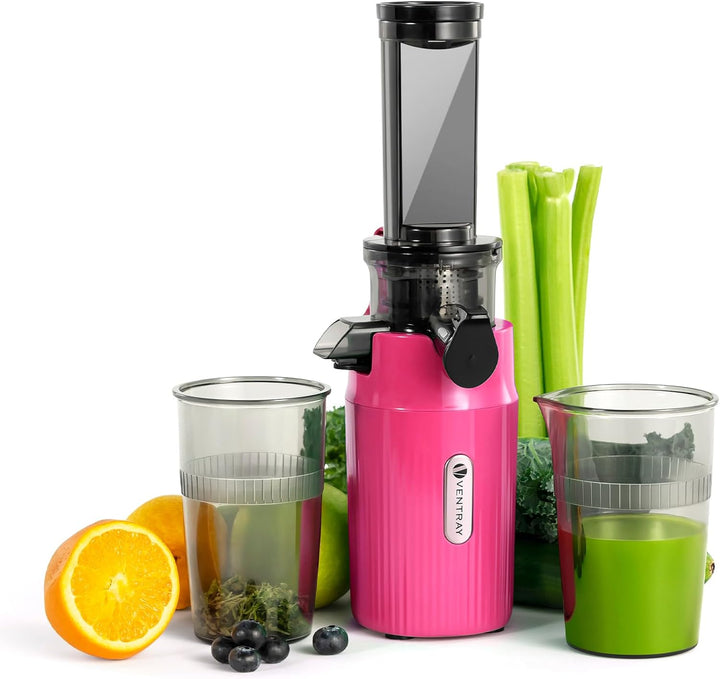 Ventray Ginnie Entsafter | Slow Juicer mit 60 U/min | 45mm Öffnung | Rückwärts Funktion und Zwei Fil