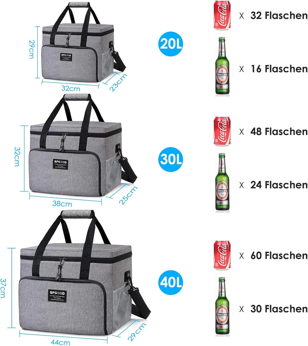 SPGOOD Kühltasche 20L Thermotasche Picknicktasche Gross Isoliert Faltbar Gefriertasche Warmhaltetasc