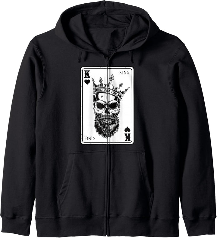 King And Queen Skull - 2/2 Card Hearts Flush Couple Matching Kapuzenjacke
