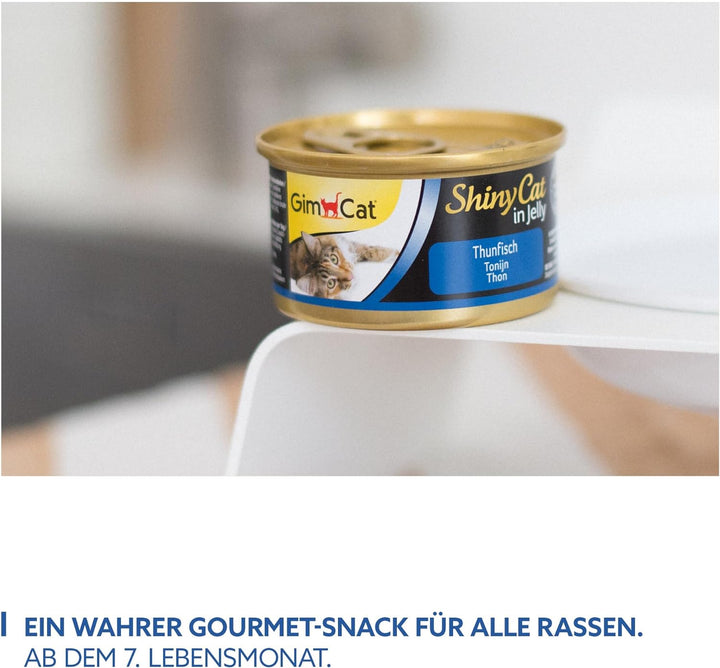 GimCat ShinyCat in Jelly Thunfisch - Nassfutter mit Fisch und Taurin für Katzen - 24 Dosen (24 x 70
