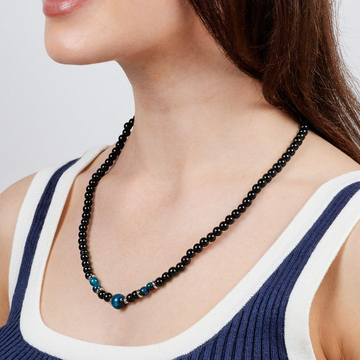 Handgemachte Herren Tigerauge Onyx Perlenkette Kette Natürliche Edelsteine Heilung Kristallschmuck (