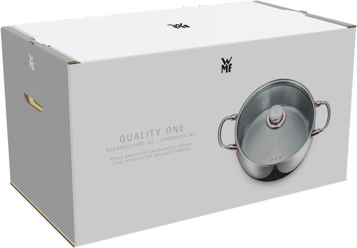 WMF Quality One Topfset Induktion 6-teilig, Kochtopf Set mit Glasdeckel, Cromargan Edelstahl poliert