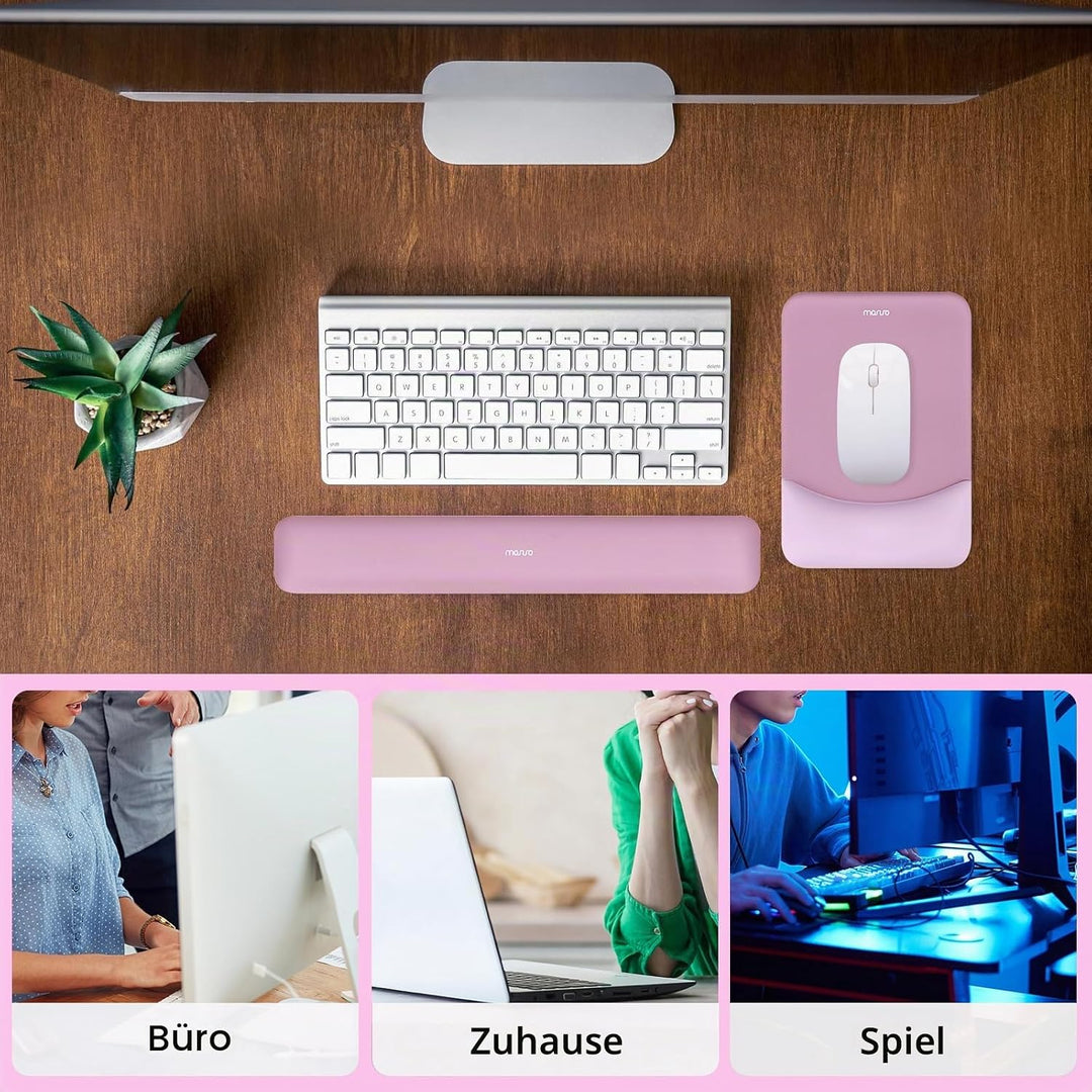 MOSISO Handgelenkstütze für Mauspad&Tastatur Set, Rechteckig Ergonomisch Mauspad Rutschfest Basis Ho