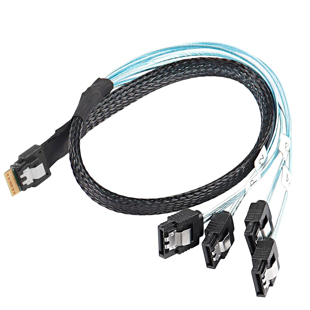 XMSJSIY Slimline SAS 4.0 SFF-8654 4i 38 Pin Host zu SATA 7 Pin X4 Ziel Festplatte Server Datenübertr