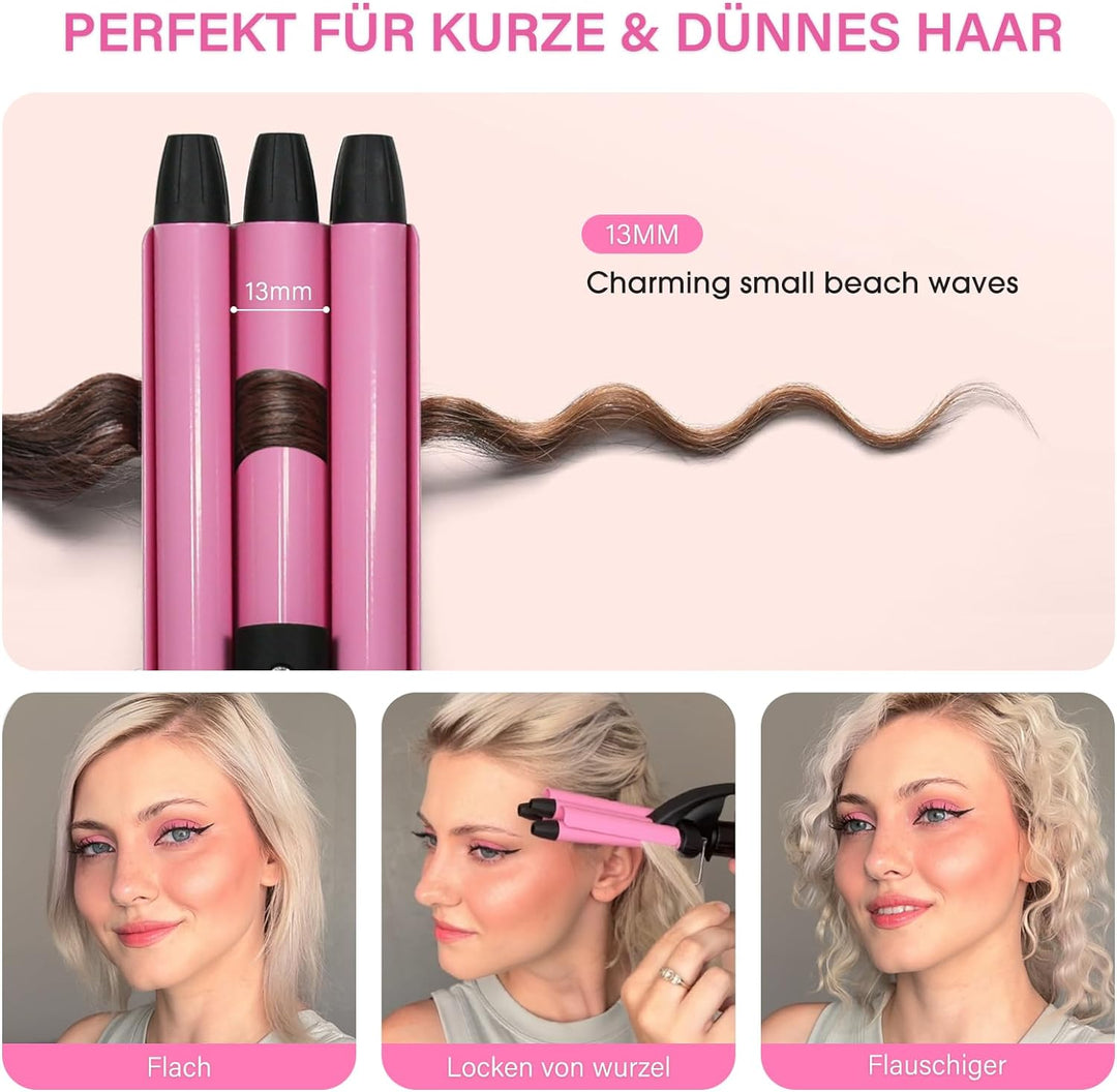 Mini Lockenstab für kurze haare, janelove 13mm beach waves lockenstab kleine locken, 200°C welleneis