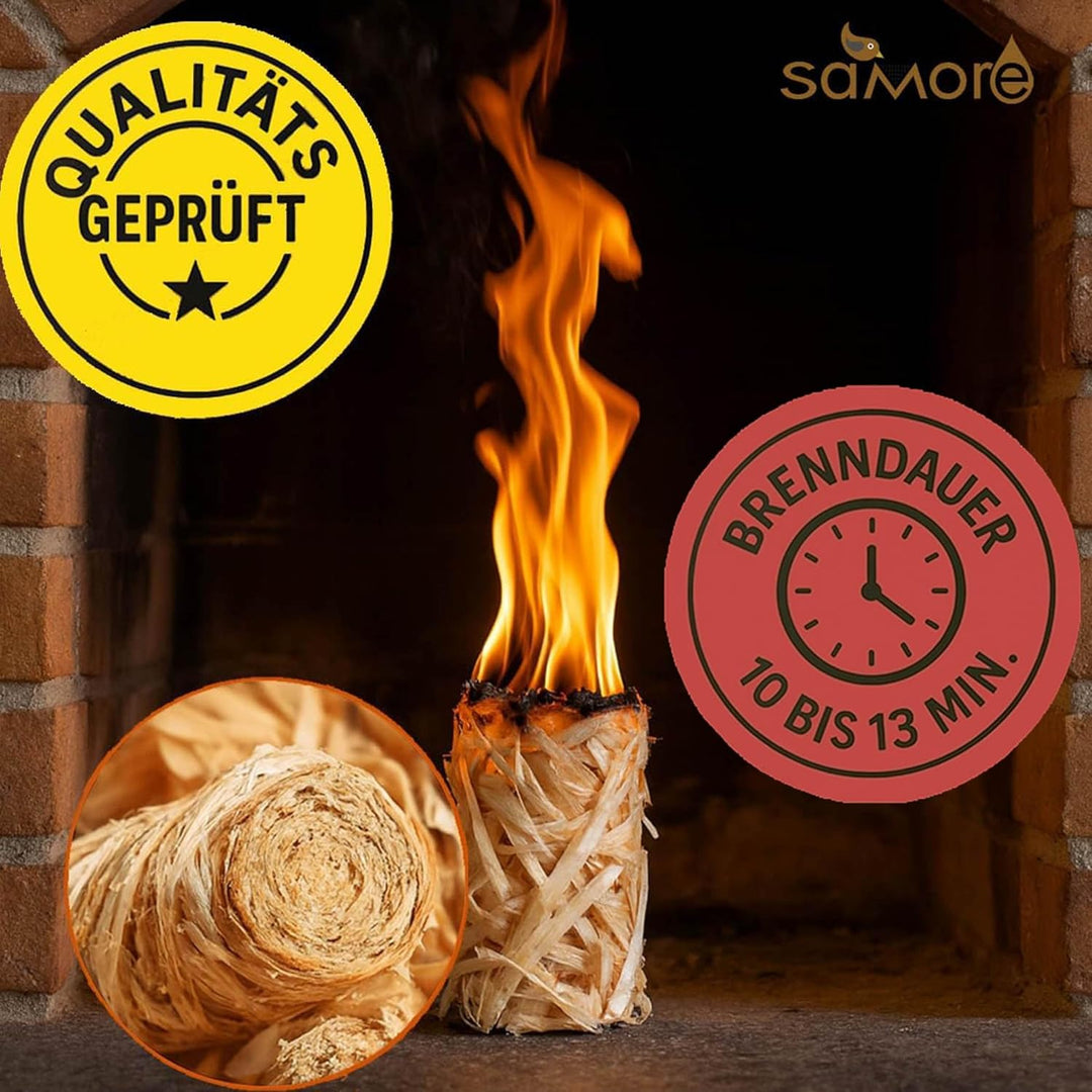 Samore 10 kg Öko (800 Stck) Kaminanzünder Grillanzünder Anzündwolle Holzwolle Anzünder Zündwolle