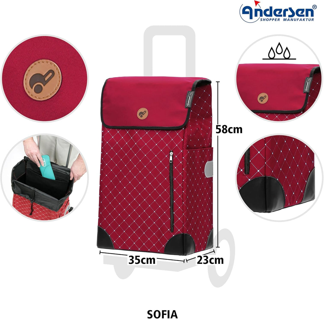 ANDERSEN Einkaufstrolley - Alu Star Shopper Sofia rot 43 L einkaufen, gross, Aluminium, höhenverstel