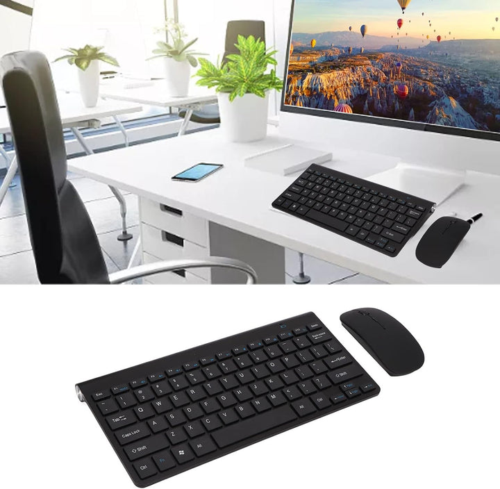 Kabelloses Tastatur Maus Set, 2.4 GHz Mini Tastatur Mouse Ultra-Dünne Funktastatur, Leise Tasten, Sc