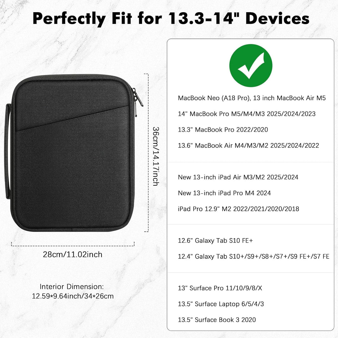 MoKo 13,3-14 Zoll gepolsterte Laptoptasche Schutztasche für neuen 13-Zoll Mac Air/Pro M4, 14" Mac Pr