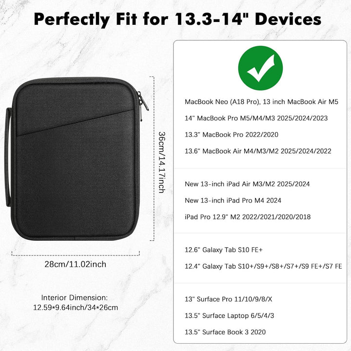 MoKo 13,3-14 Zoll gepolsterte Laptoptasche Schutztasche für neuen 13-Zoll Mac Air/Pro M4, 14" Mac Pr