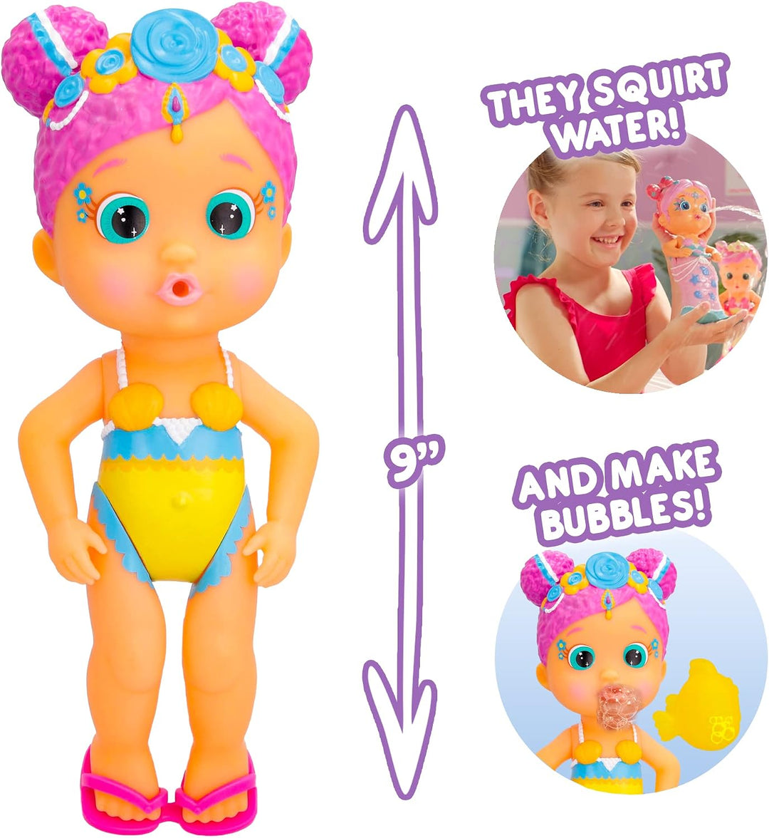 BLOOPIES Magic Tail Mermaids Melodie Meerjungfrau-Puppe mit abnehmbarem glänzendem Schwanz und ihrem