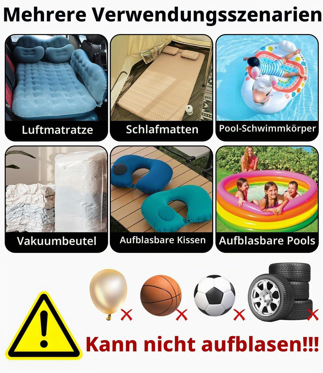 Tragbare Sup Pumpe Elektrisch mit 4000mAh Akku, Schnell Aufblasbare Elektrische Luftpumpe, Mini Akku