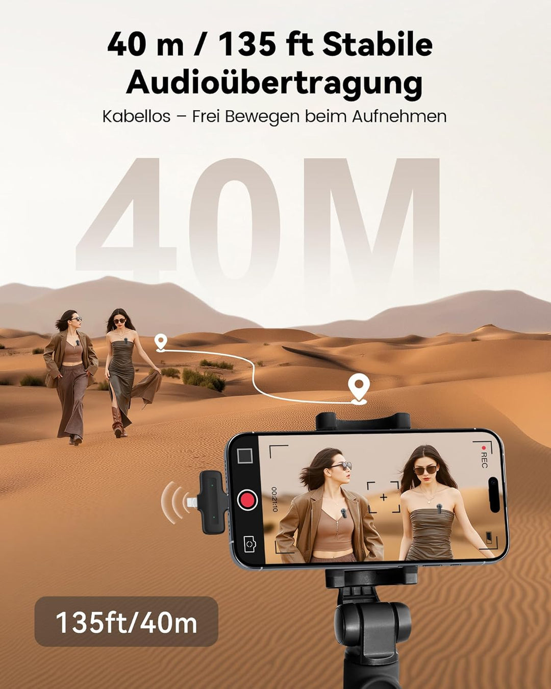 CZOCPOS Kabelloses Lavalier Mikrofon Wireless für iPhone/iPad/Android mit Ladebox, Geräuschunterdrüc